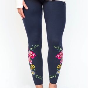 Embroidered Leggings - Vintage Navy